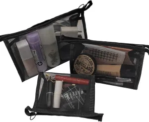 Mesh Makeup Bag, See Through Travel Cosmetic Bag, Small Sheer Nylon Mesh Toiletry Bag, Travel Accessories (Small), L/S/Mini