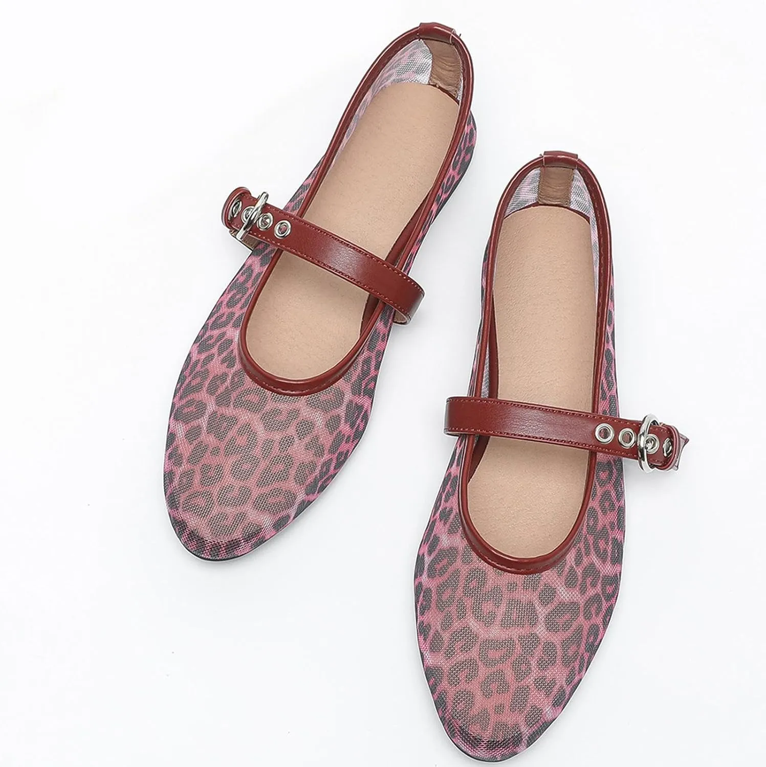Mesh Mary Jane Flats for Women Ballet Mesh Embroidery Flats Rhinestone Flat Shoes Buckle Ballerina Flats Dressy Comfortable Black Flats