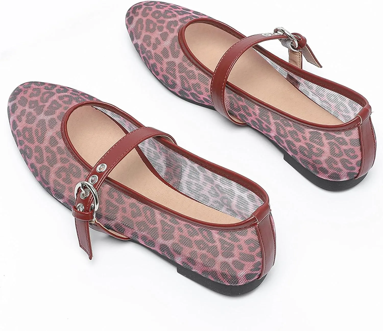 Mesh Mary Jane Flats for Women Ballet Mesh Embroidery Flats Rhinestone Flat Shoes Buckle Ballerina Flats Dressy Comfortable Black Flats