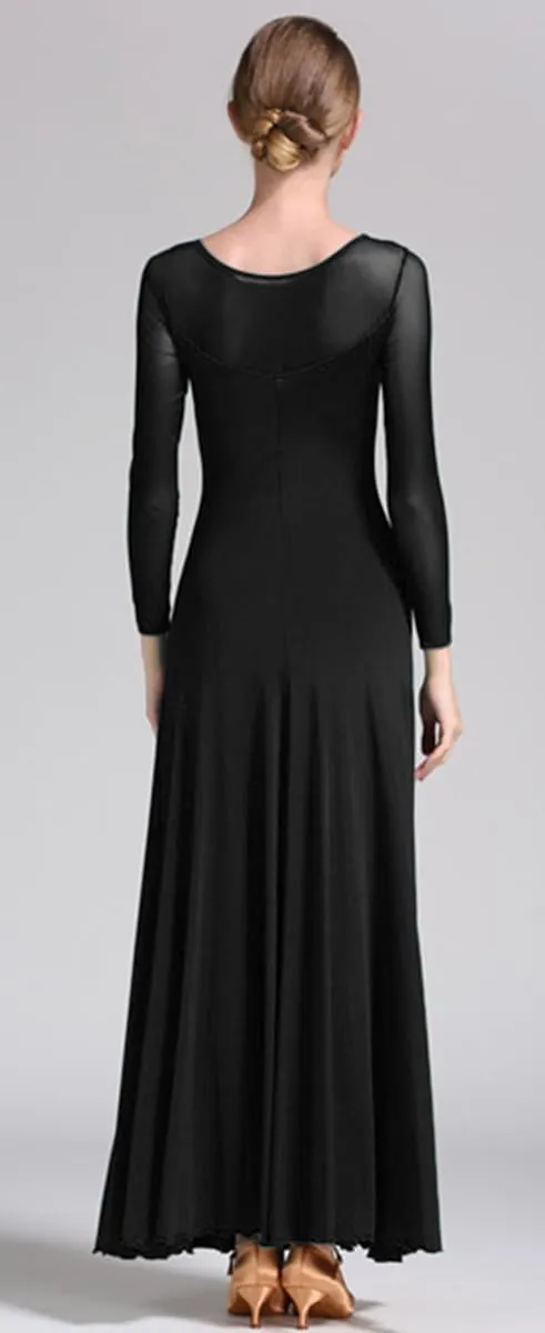 Mesh Patchwork Women's Ballroom Dance Modern Waltz Tango Performance Dance Competition Dress