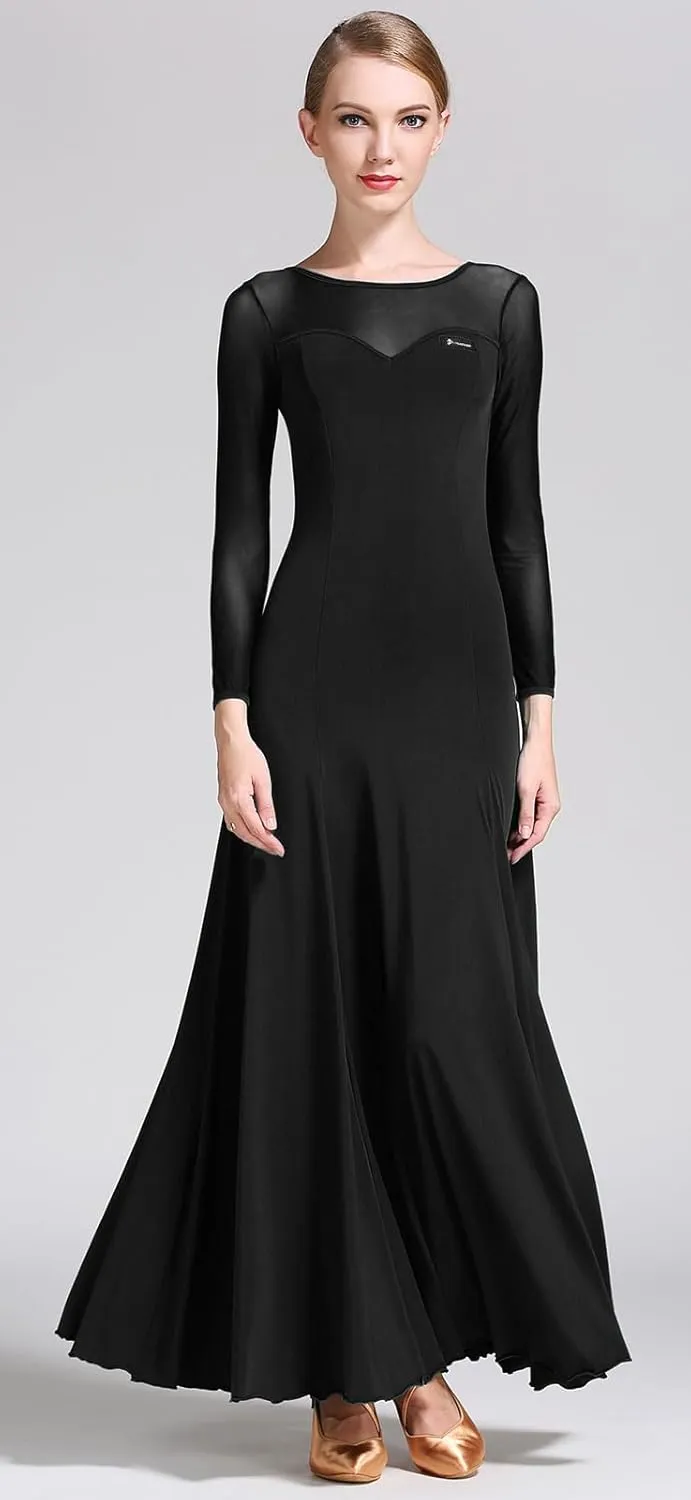 Mesh Patchwork Women's Ballroom Dance Modern Waltz Tango Performance Dance Competition Dress