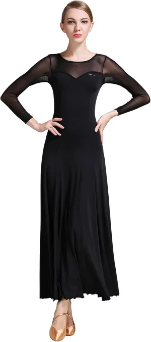 Mesh Patchwork Women's Ballroom Dance Modern Waltz Tango Performance Dance Competition Dress