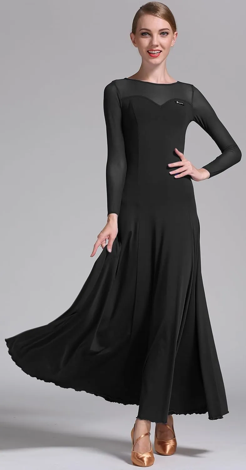 Mesh Patchwork Women's Ballroom Dance Modern Waltz Tango Performance Dance Competition Dress