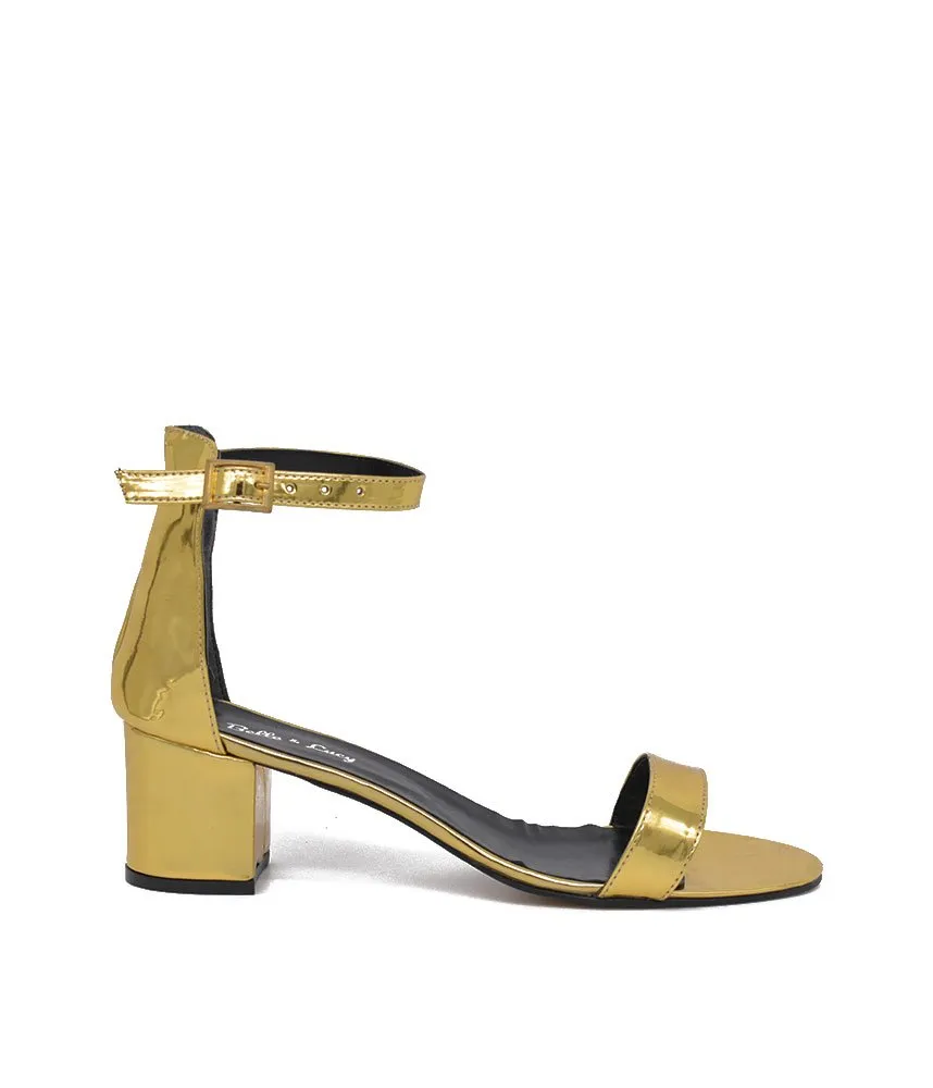 Metallic Gold Barely There Block Heels
