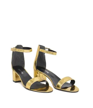 Metallic Gold Barely There Block Heels
