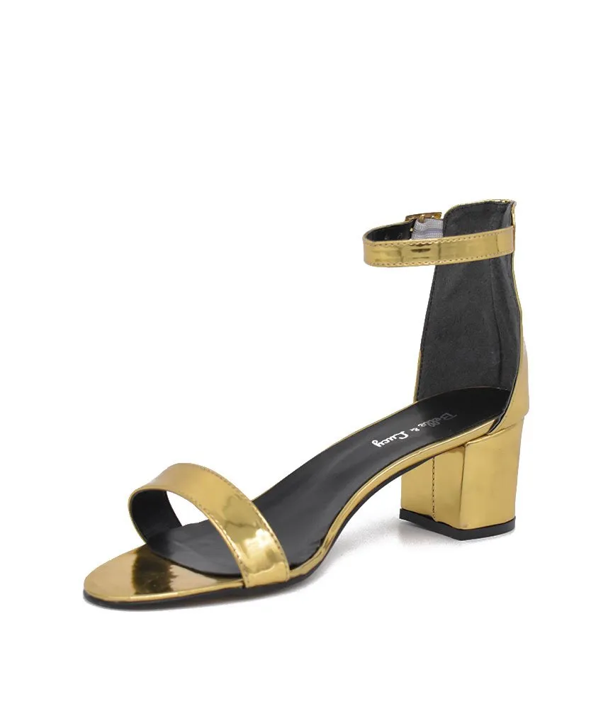 Metallic Gold Barely There Block Heels
