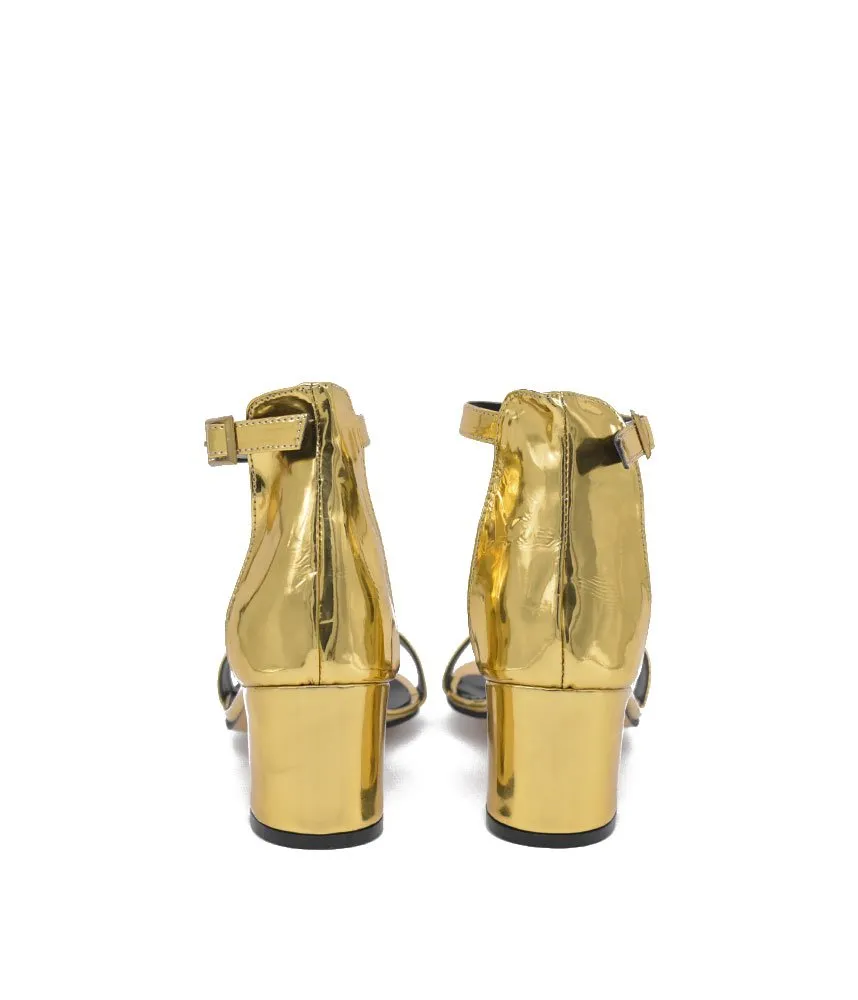 Metallic Gold Barely There Block Heels