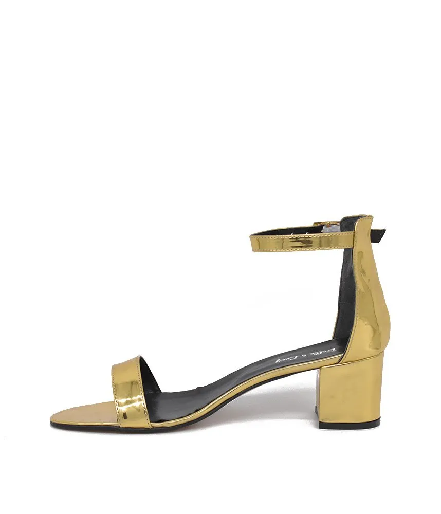 Metallic Gold Barely There Block Heels