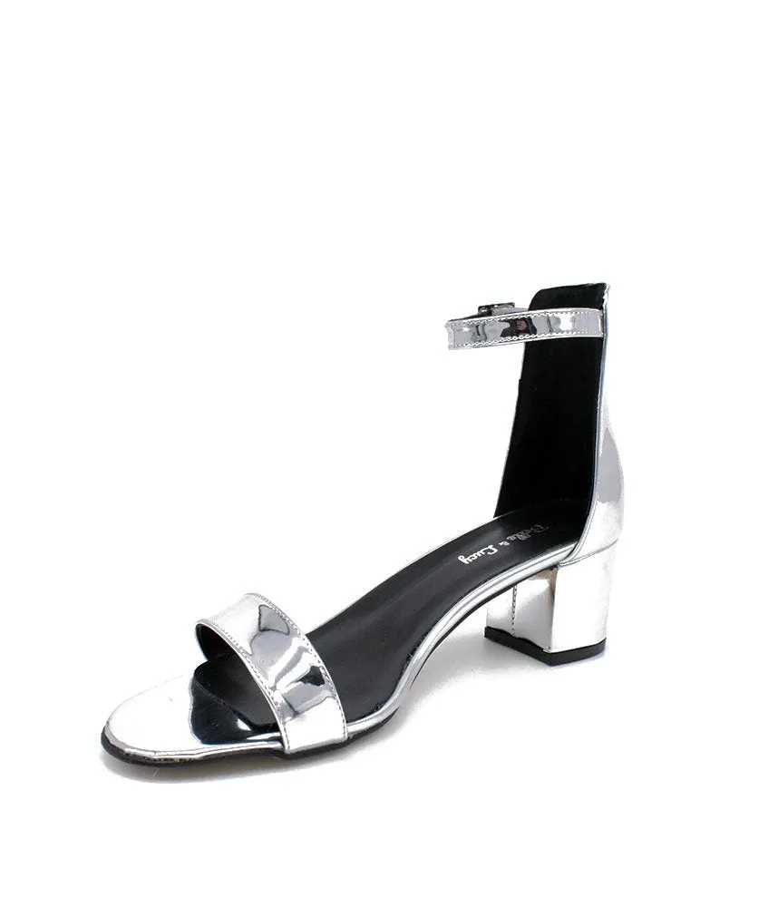 Metallic Silver Barely There Block Heels