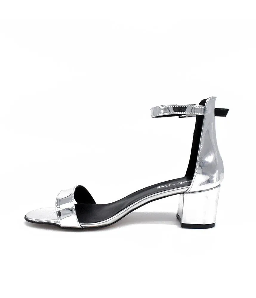Metallic Silver Barely There Block Heels