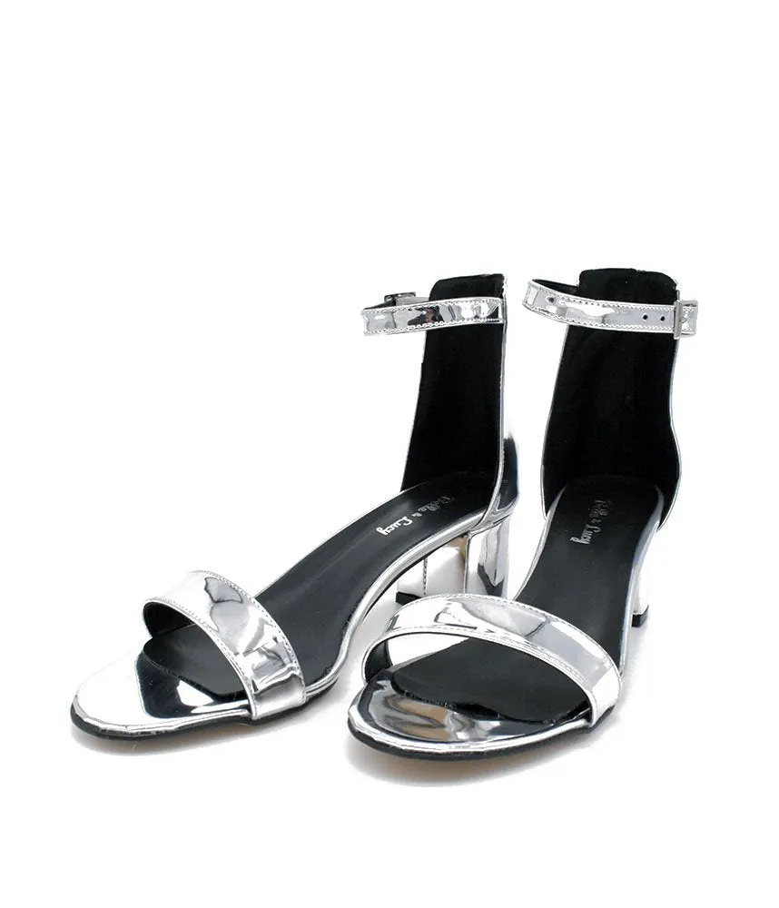 Metallic Silver Barely There Block Heels