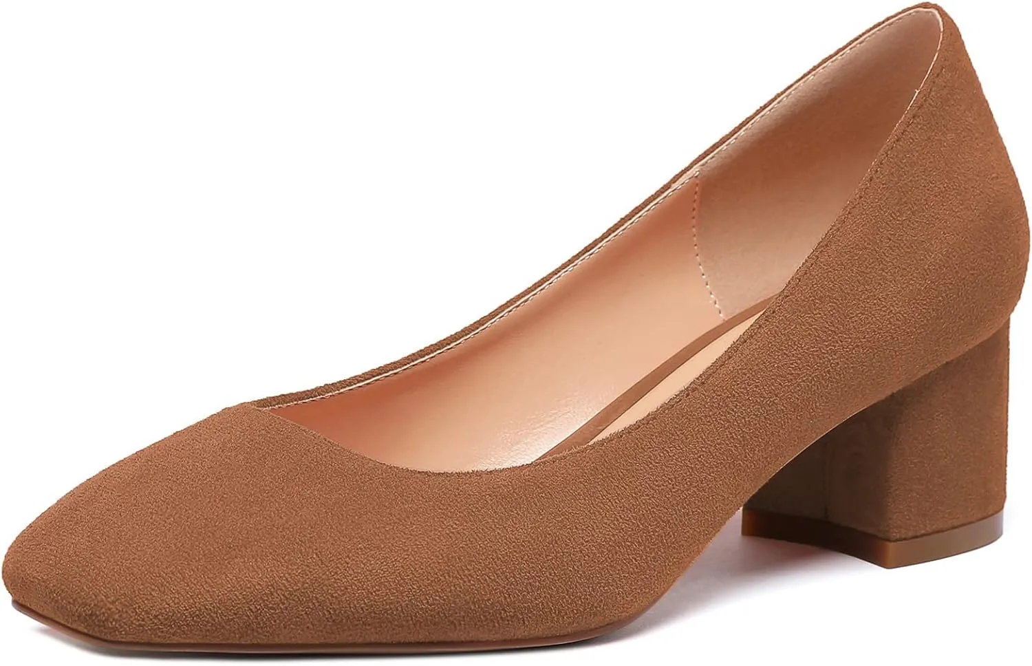 Mettesally Women's Block Heel Pumps Square Toe Middle Heels Comfort Walking Party Club Elegant Dress Shoes