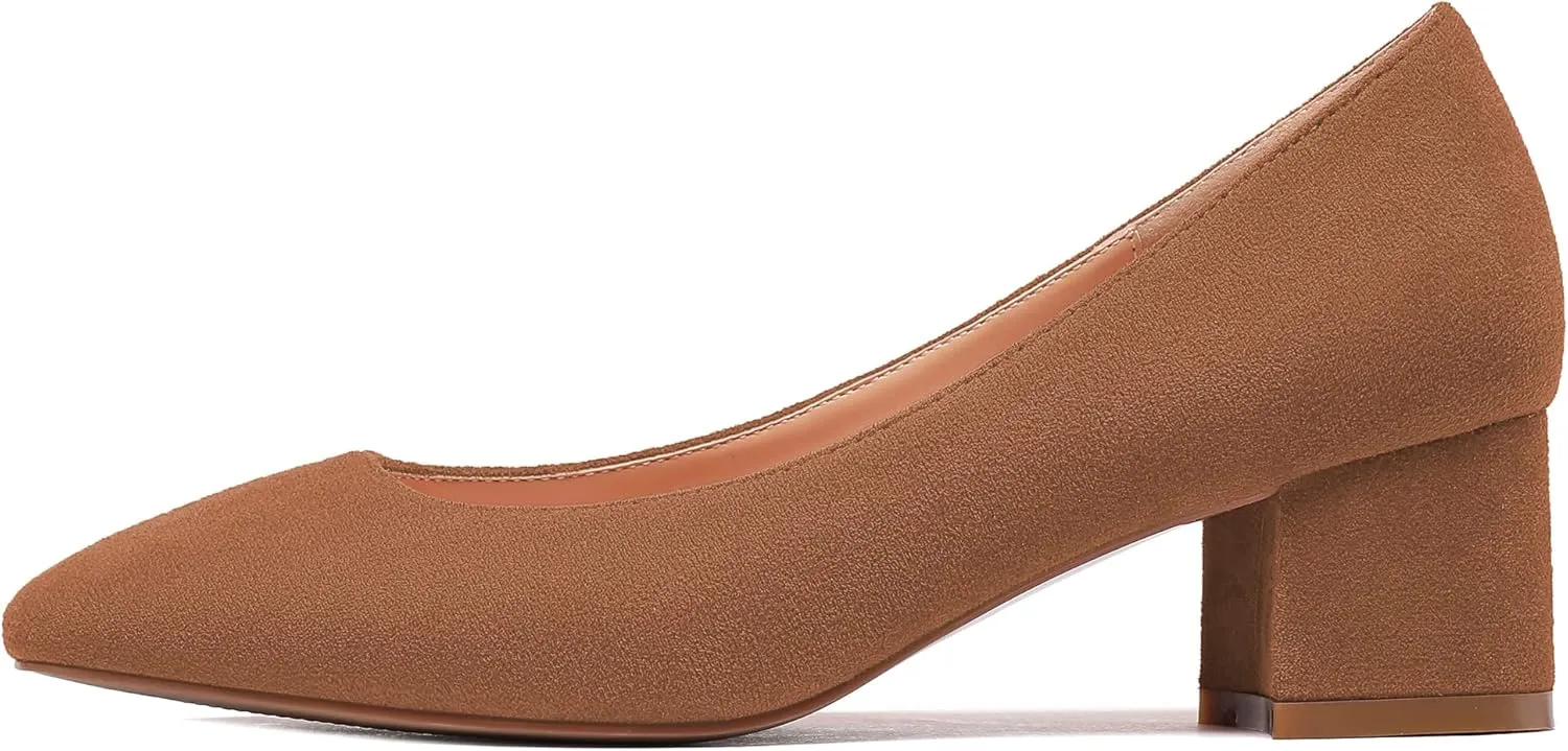 Mettesally Women's Block Heel Pumps Square Toe Middle Heels Comfort Walking Party Club Elegant Dress Shoes