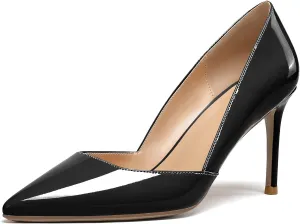 Mettesally Womens Elegant Pointy Toe High Heels Pumps D'Orsay Slip On Stilettos Heeled Party Dress Shoes
