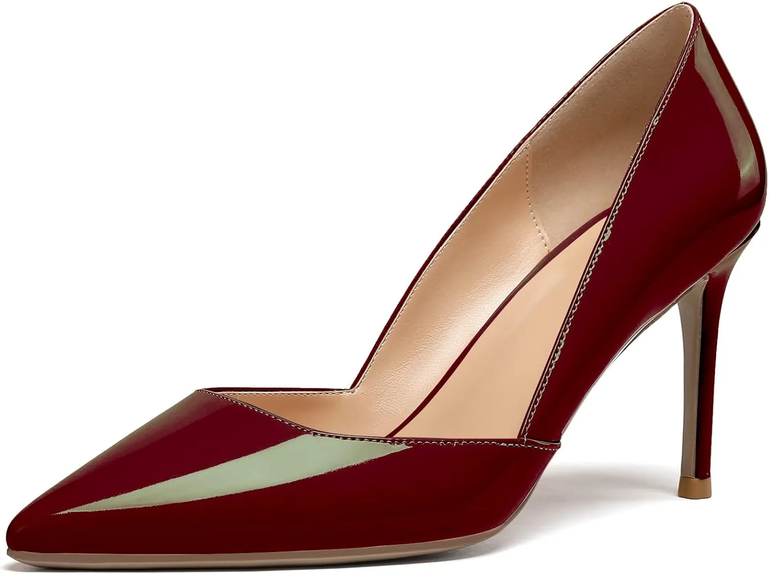 Mettesally Womens Elegant Pointy Toe High Heels Pumps D'Orsay Slip On Stilettos Heeled Party Dress Shoes