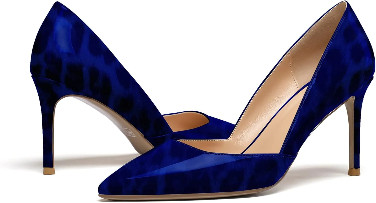 Mettesally Womens Elegant Pointy Toe High Heels Pumps D'Orsay Slip On Stilettos Heeled Party Dress Shoes