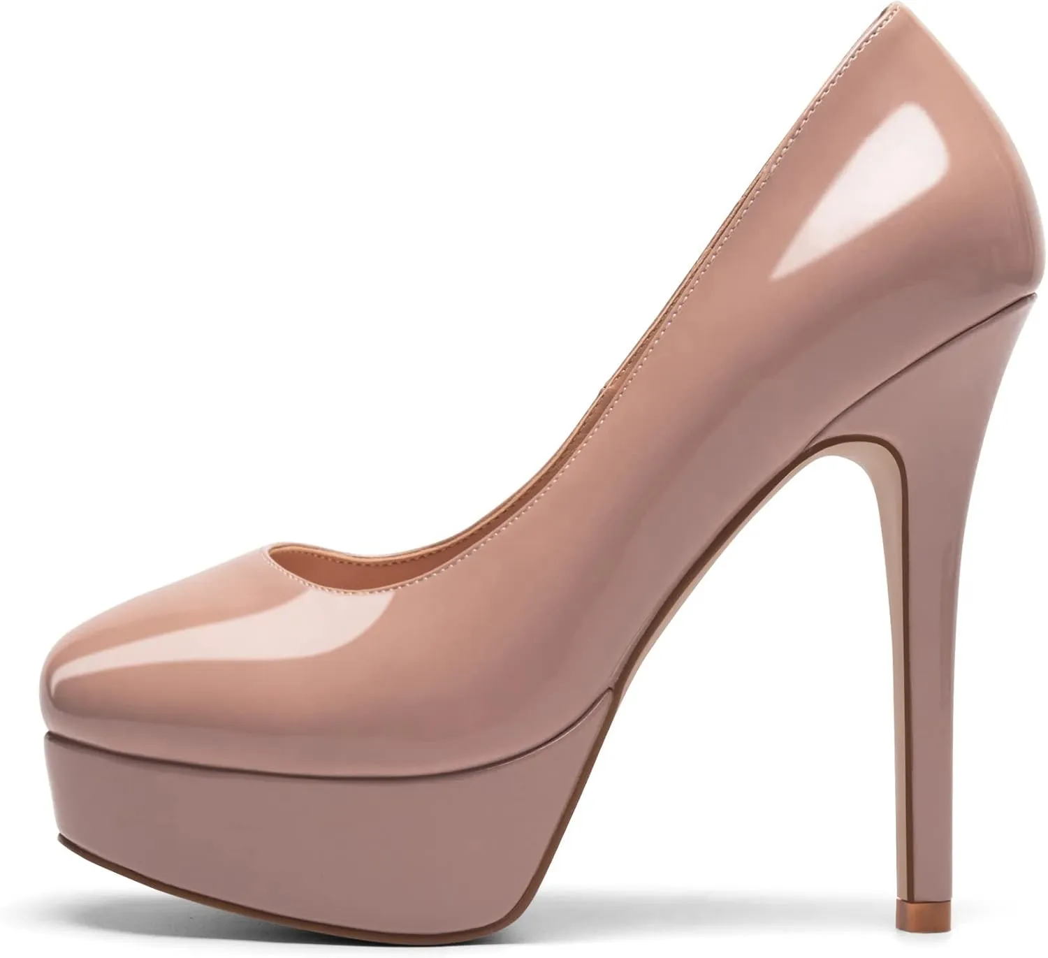 Mettesally Women's Platform High Heel Pumps Round Closed Toe Slip On Stilettos Office Elegant Party Dress Shoes