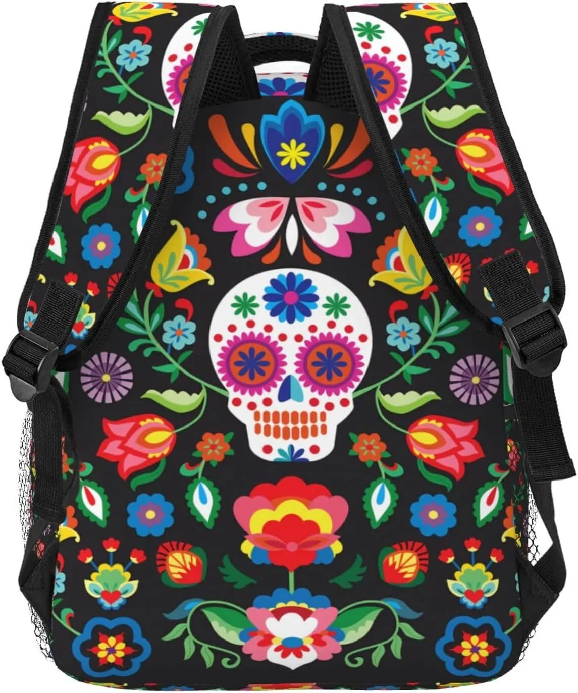 Mexican Skull Skeleton Floral Backpack For School Laptop Bags Bookbag Big Casual Daypack For Student Girls Boys Kids Teens Travel Sports Work
