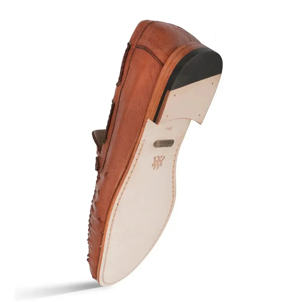 Mezlan Genuine RX612 Brandy Genuine Ostrich Moccasin Slip On Loafers