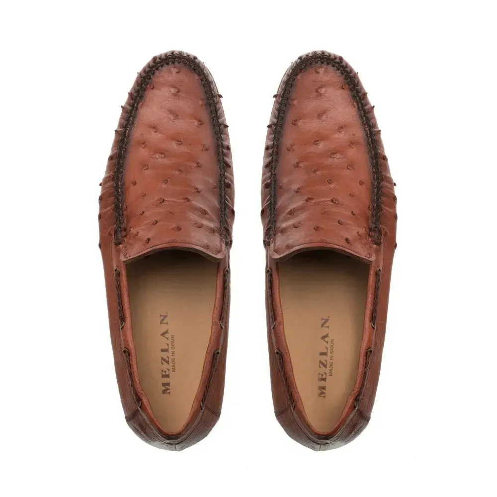 Mezlan Genuine RX612 Brandy Genuine Ostrich Moccasin Slip On Loafers