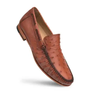 Mezlan Genuine RX612 Brandy Genuine Ostrich Moccasin Slip On Loafers