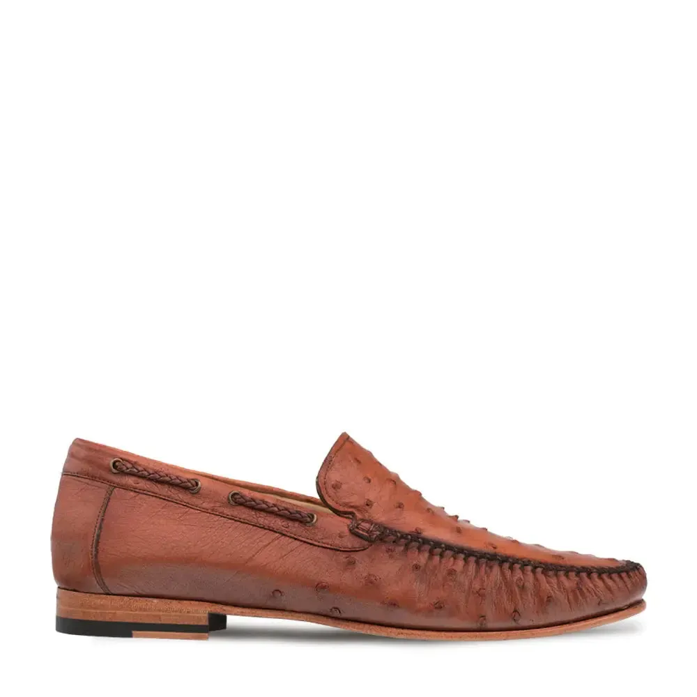 Mezlan Genuine RX612 Brandy Genuine Ostrich Moccasin Slip On Loafers