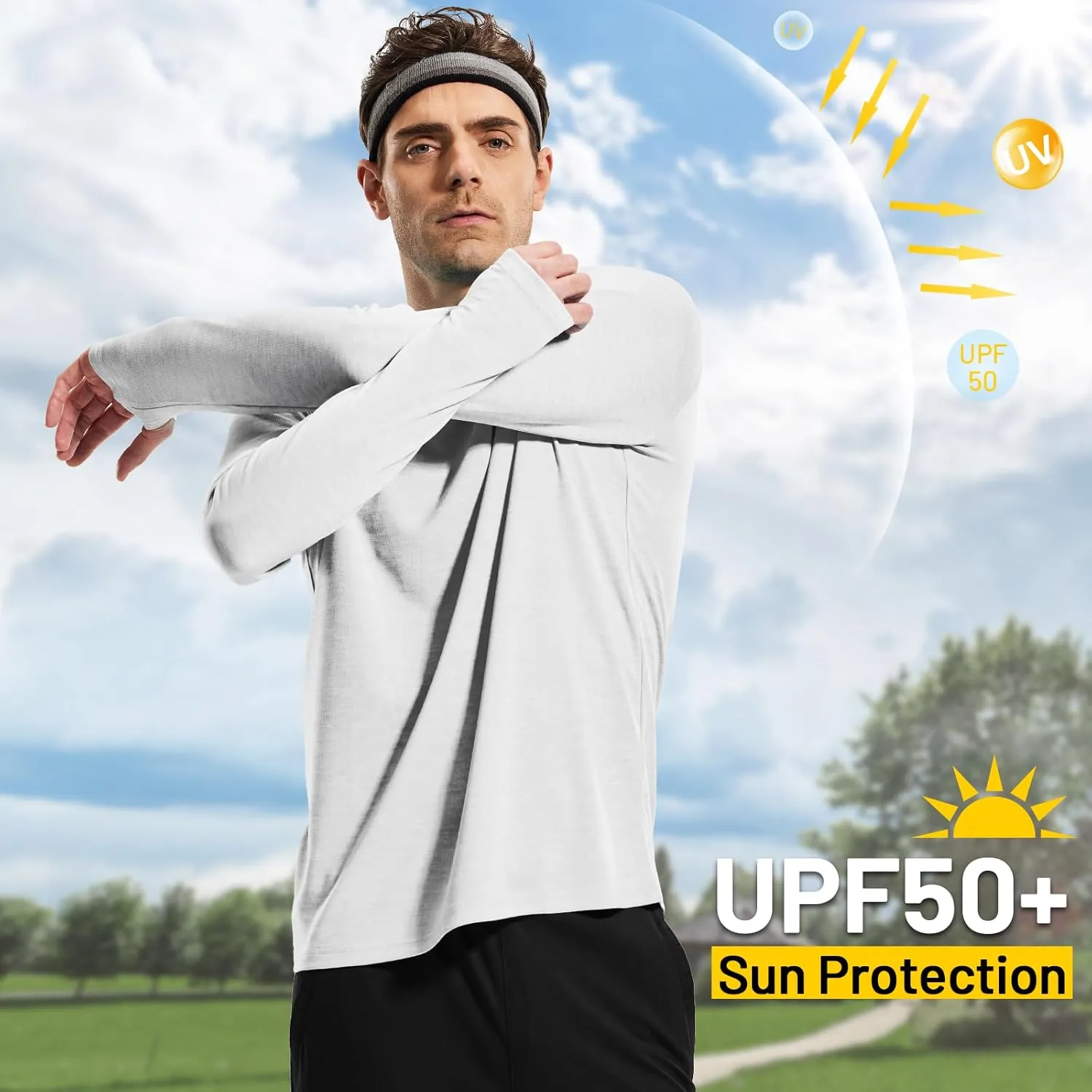 MIER Men's UPF 50  Sun Shirts Quick Dry Long Sleeve UV Shirts Lightweight Rash Guard Swim T-Shirts Hiking Running