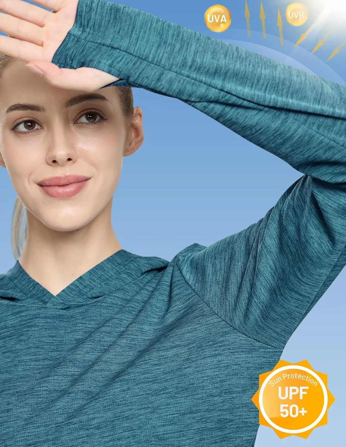 MIER Women's Long Sleeve Workout Shirts Sun Protection Hoodie UPF 50  UV Shirt for Fishing Hiking Running, Lightweight