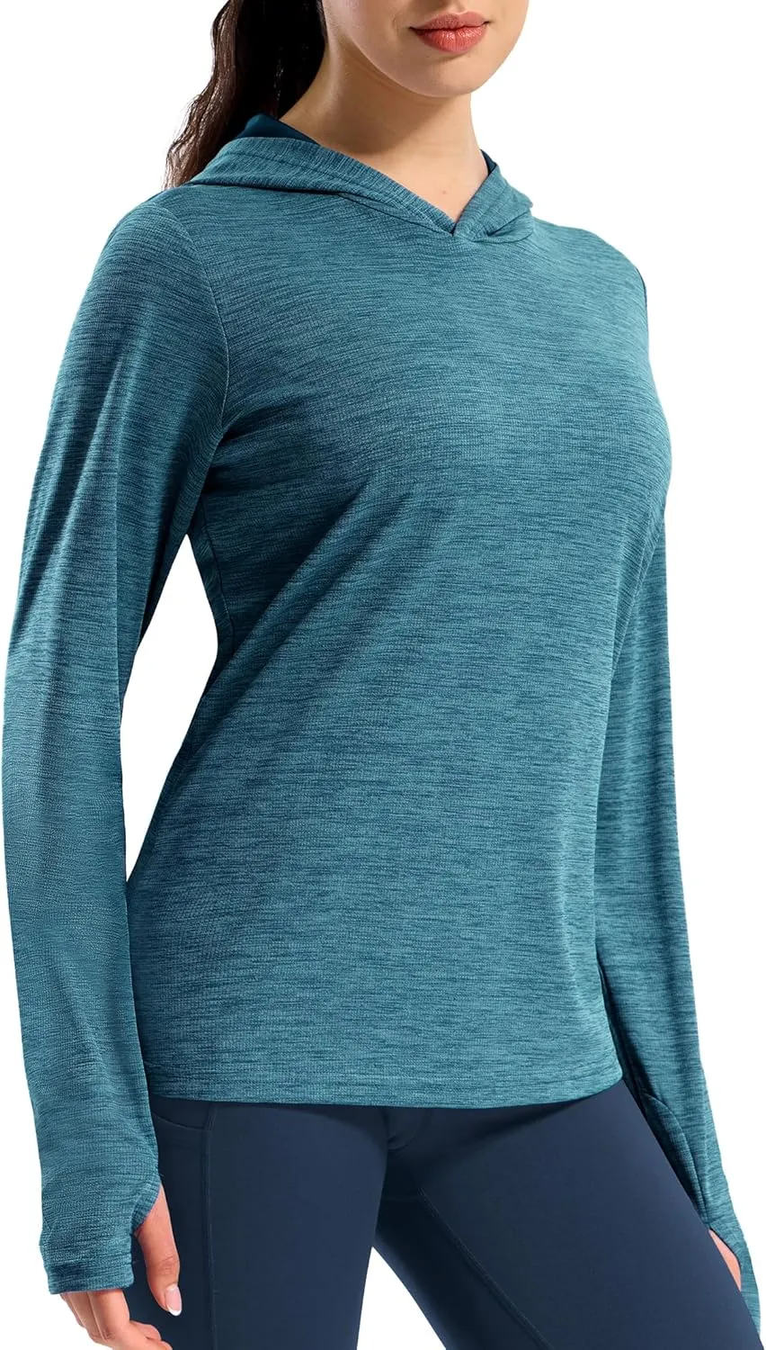 MIER Women's Long Sleeve Workout Shirts Sun Protection Hoodie UPF 50  UV Shirt for Fishing Hiking Running, Lightweight