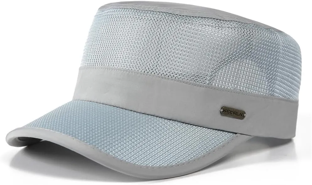 Military Style Baseball Cap, Quick Dry Mesh Sun Hat, Flat Top Cadet Army Cap, Unisex