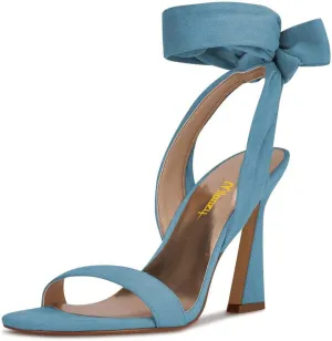 Milooey shoes Women Elegant Open Toe Strappy Heeled Sandal Lace Up Block High Heels Ankle Strap Party Dress Prom Lady Shoes Size 4-16 Us