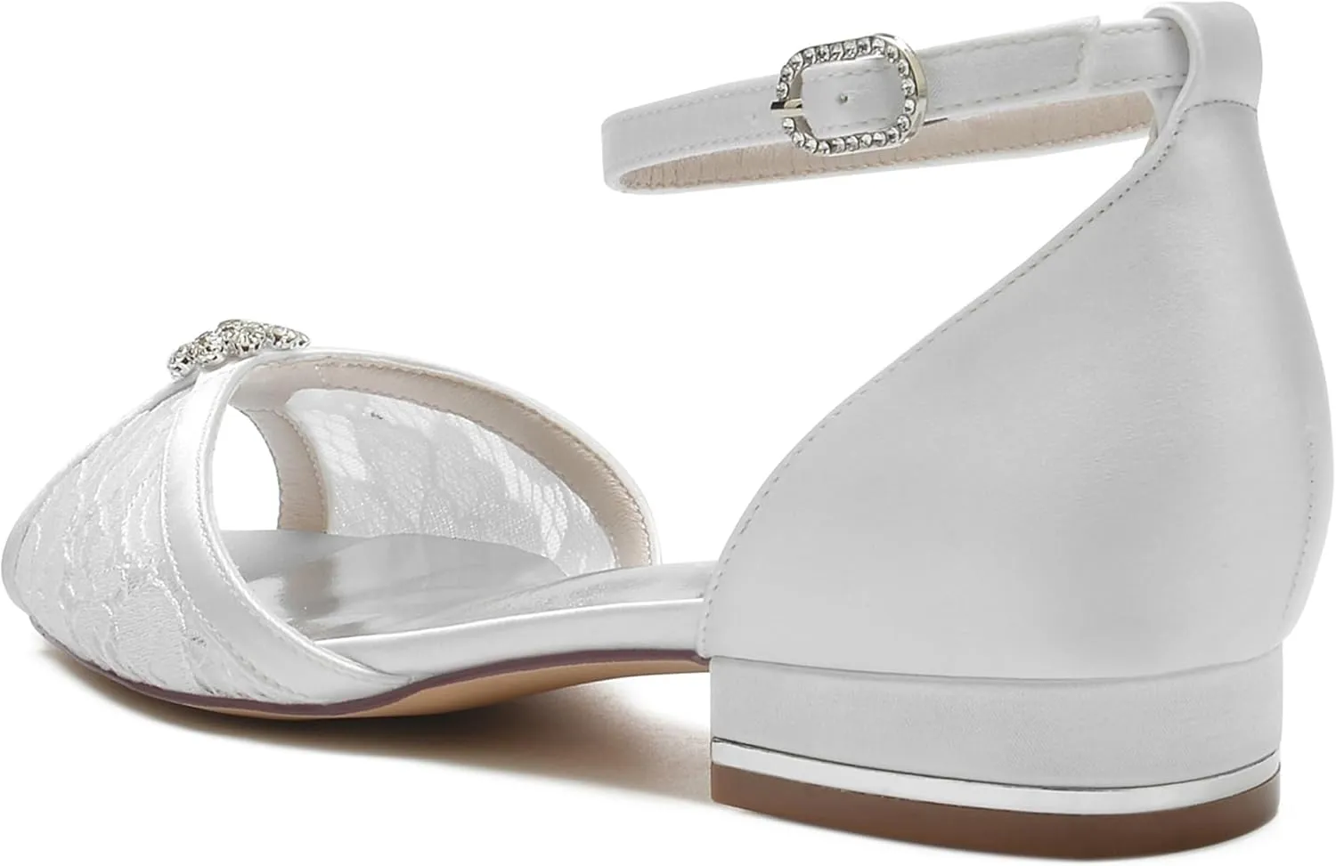 Minishion Comfortable Flats for Women Peep Toe Ankle Strap Wedding Evening Sandals Shoes BR213
