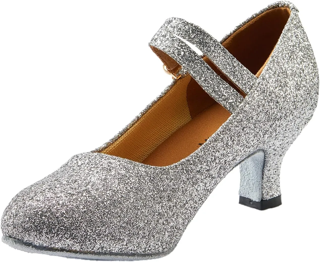 missfiona Women's Glitter Latin Ballroom Dance Shoes Pointed-Toe Y Strap Dancing Heels