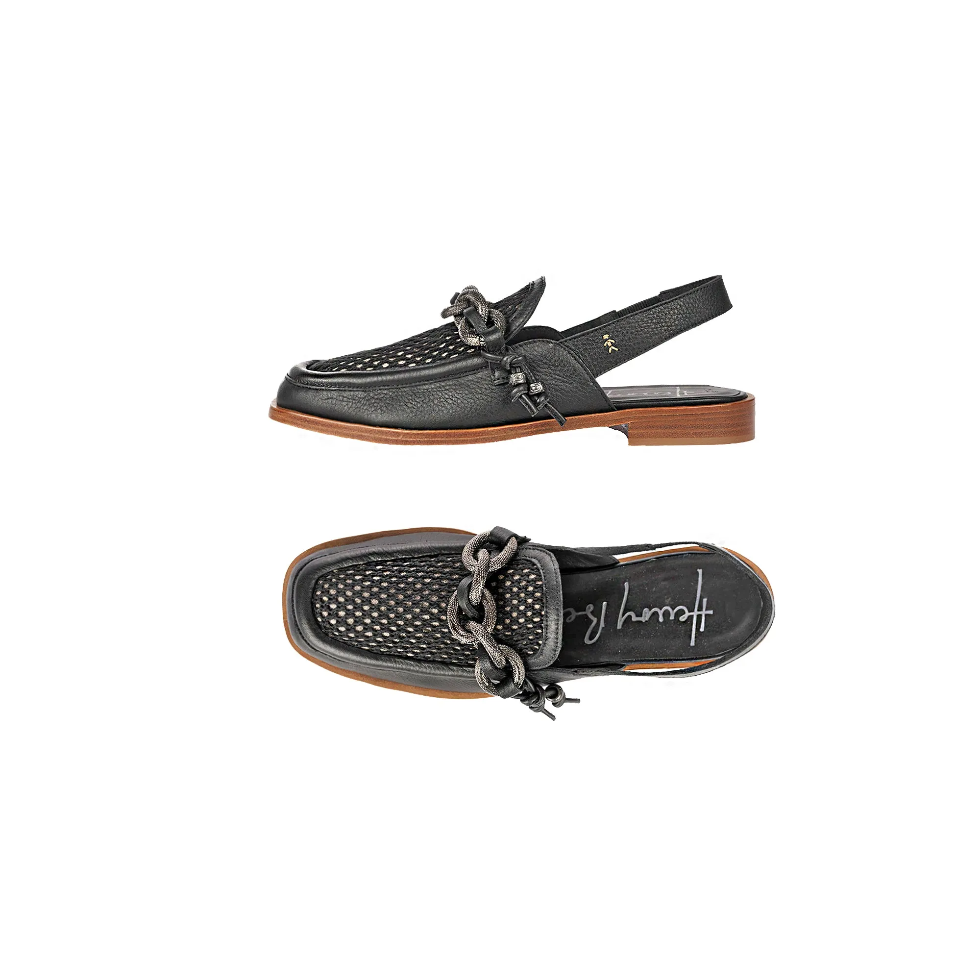 Moccasins Slingback Mesh Black