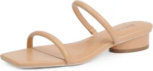 Modatope Square Open Toe Heeled Sandals Women Two Strap Chunky Heel Sandals for Women Low Block Heel Sandal Dressy