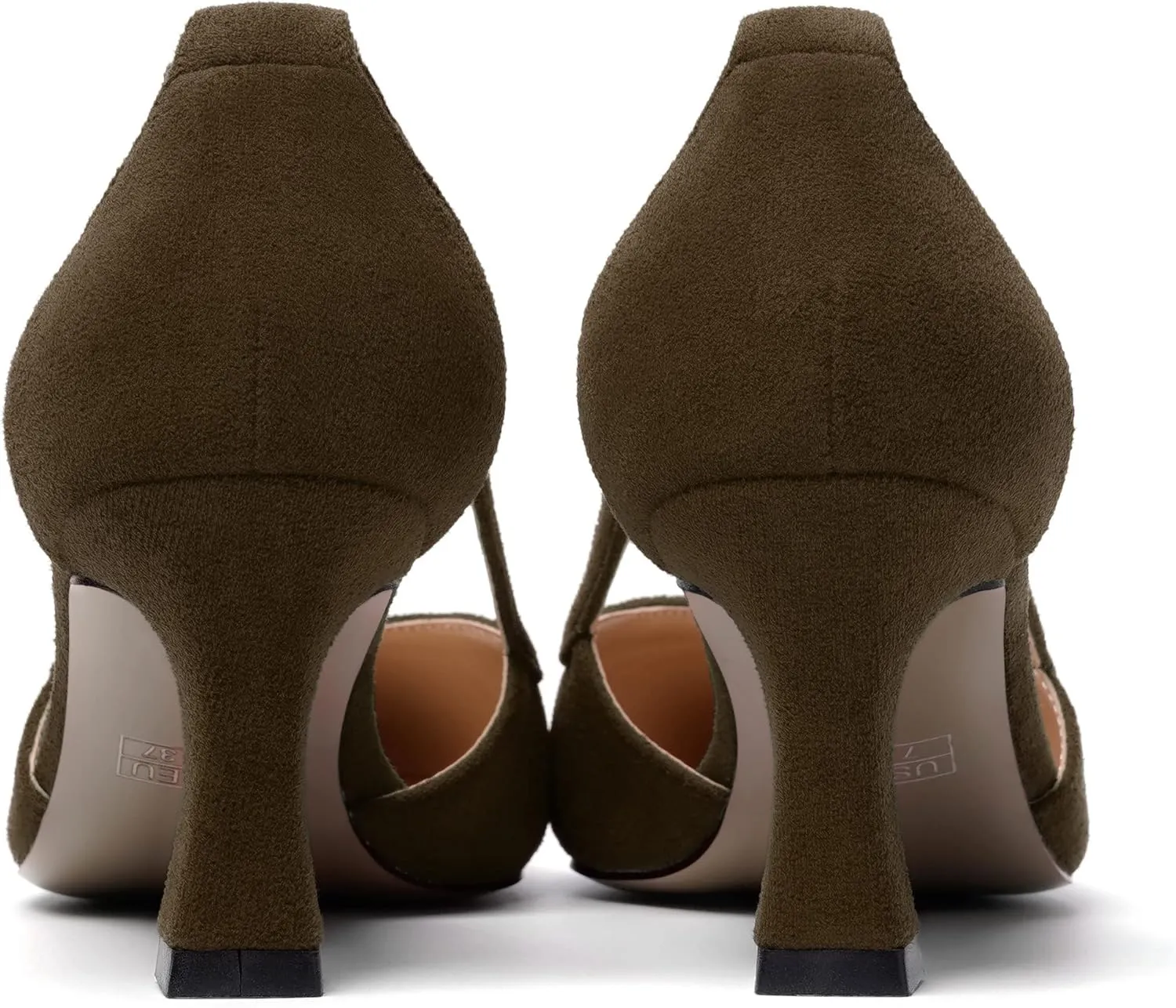 MODENCOCO Womens Casual Pointed Toe Elegant Buckle Wedding Suede Stiletto Mid Heel Pumps Dress Shoes 2.5 Inch