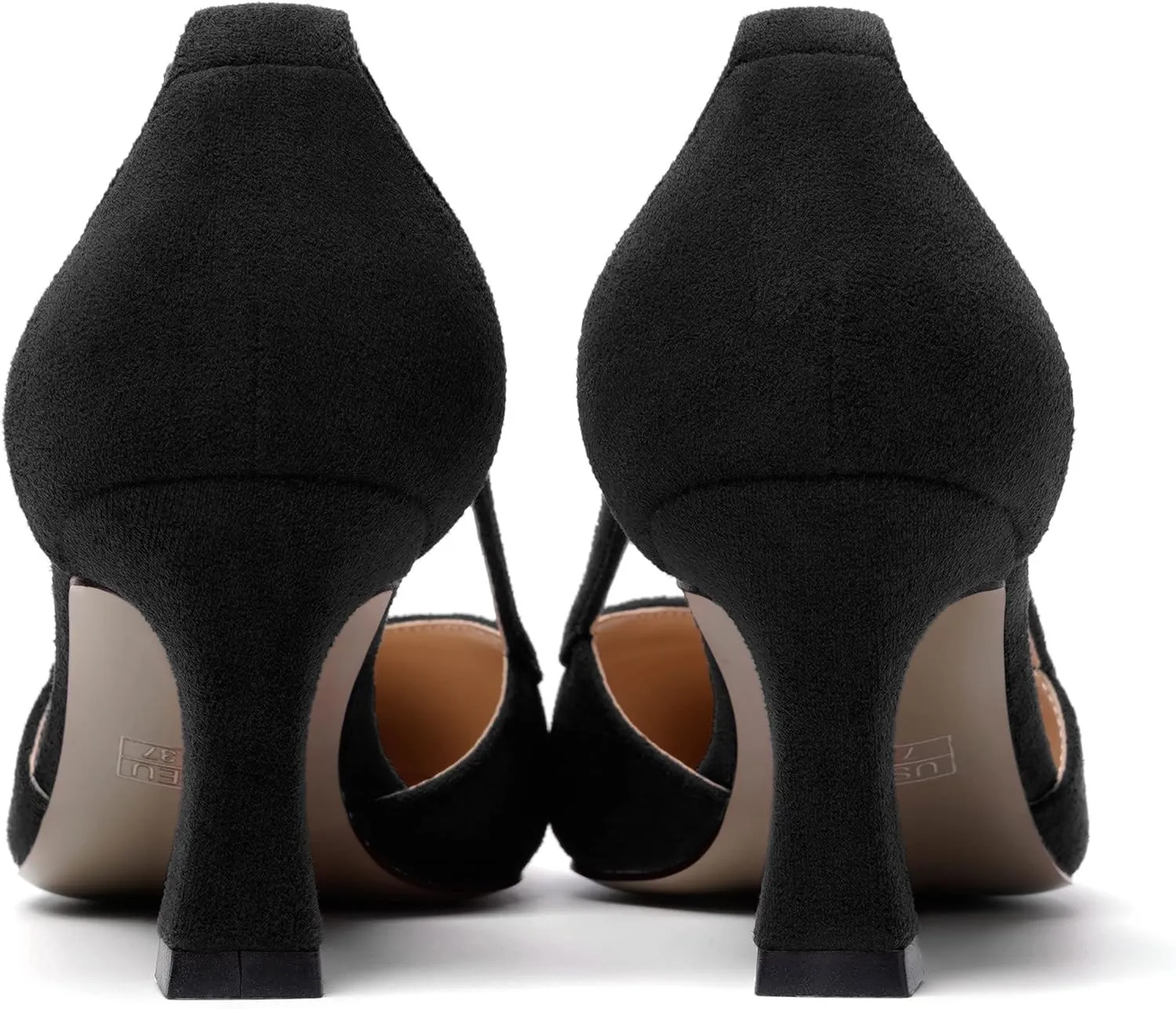 MODENCOCO Womens Casual Pointed Toe Elegant Buckle Wedding Suede Stiletto Mid Heel Pumps Dress Shoes 2.5 Inch