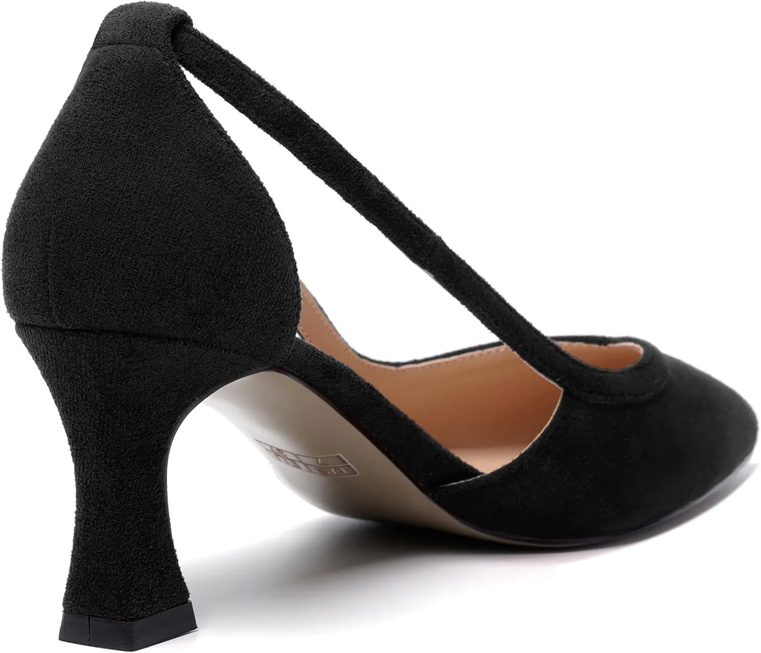 MODENCOCO Womens Casual Pointed Toe Elegant Buckle Wedding Suede Stiletto Mid Heel Pumps Dress Shoes 2.5 Inch