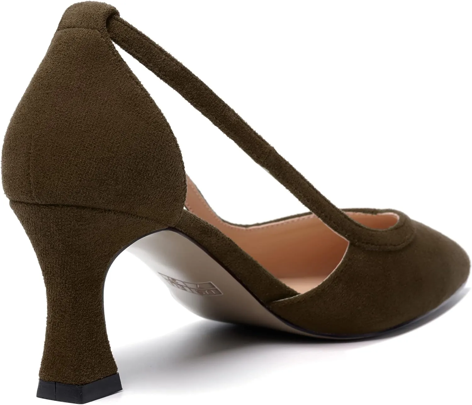 MODENCOCO Womens Casual Pointed Toe Elegant Buckle Wedding Suede Stiletto Mid Heel Pumps Dress Shoes 2.5 Inch