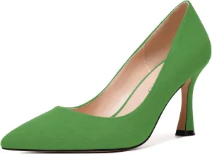 MODENCOCO Womens Fashion Slip On Pointed Toe Sexy Party Suede Stiletto High Heel Pumps Dress Shoes 3.5 Inch
