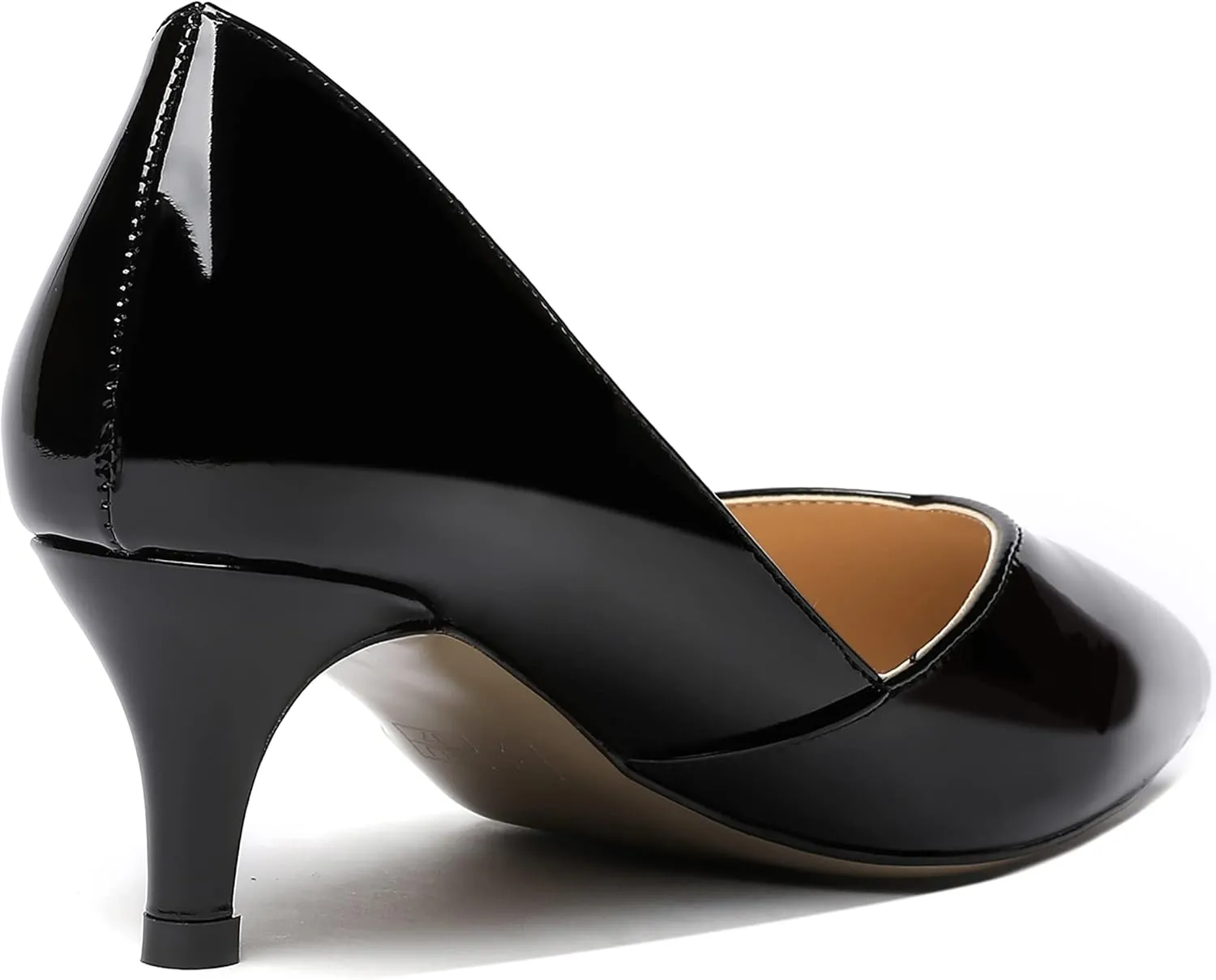 MODENCOCO Women's Slip On Pointed Toe Patent Cut Out Kitten Low Heel Pumps Shoes 2 Inch