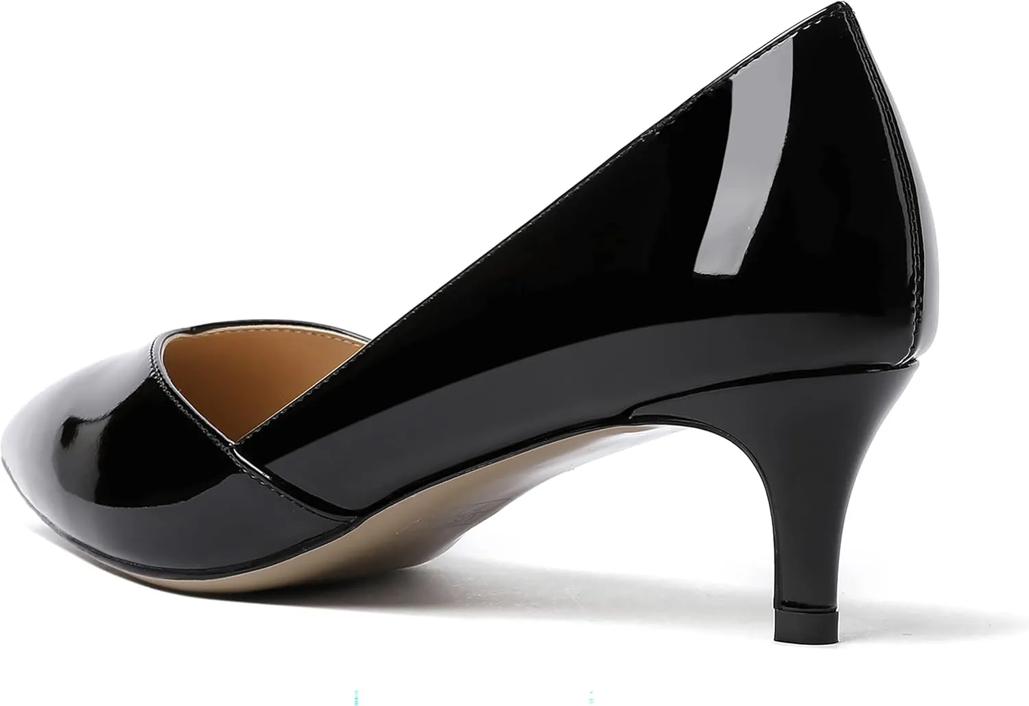 MODENCOCO Women's Slip On Pointed Toe Patent Cut Out Kitten Low Heel Pumps Shoes 2 Inch