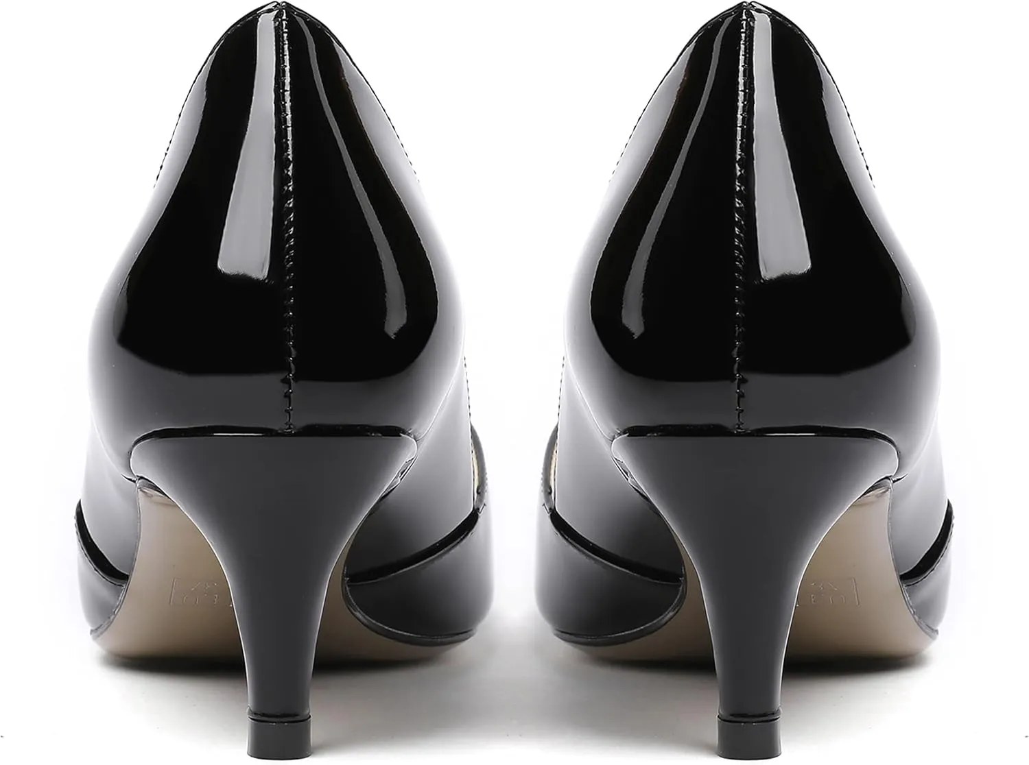 MODENCOCO Women's Slip On Pointed Toe Patent Cut Out Kitten Low Heel Pumps Shoes 2 Inch