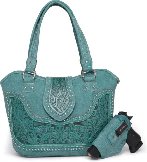 Montana West Western Tote Bags for Women Tooled Shoulder Ladies Top Handle Handbag