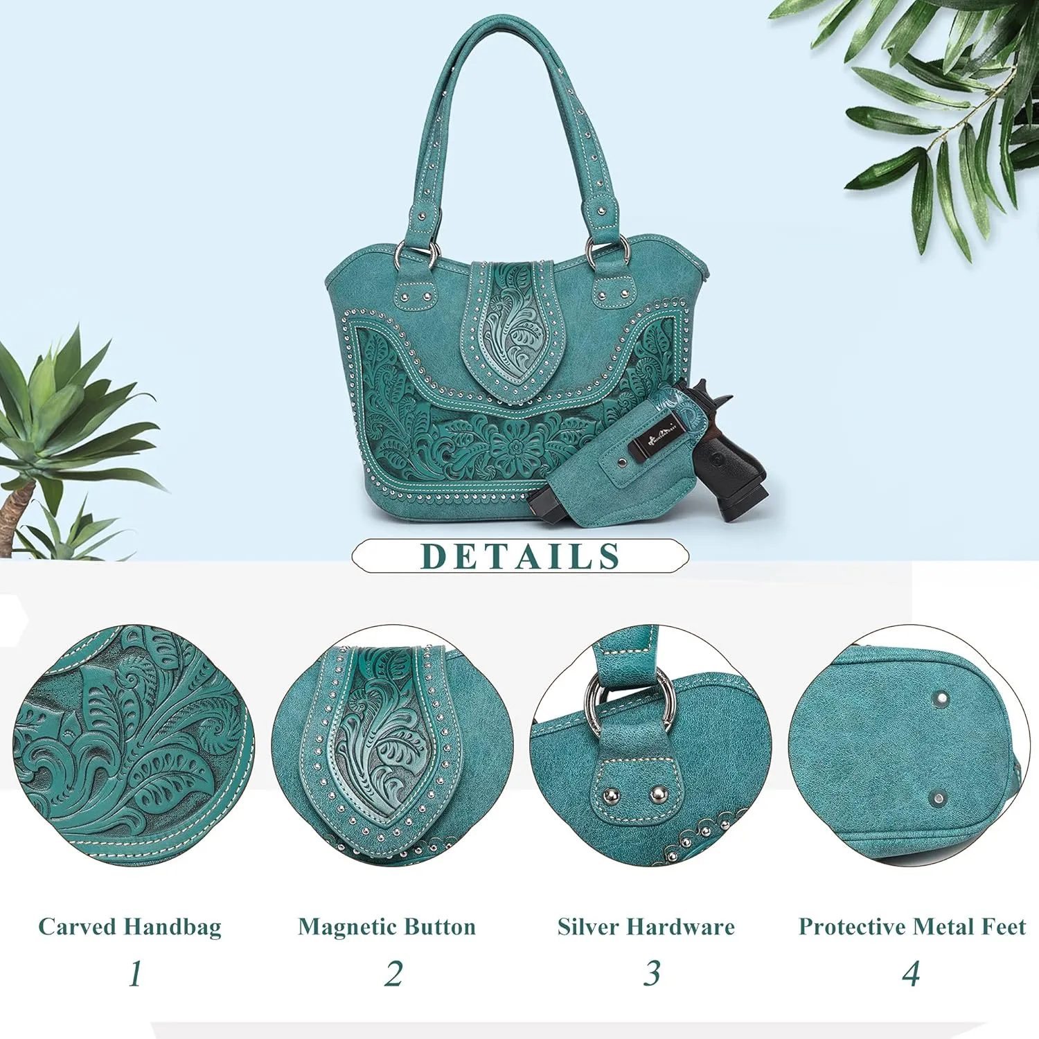 Montana West Western Tote Bags for Women Tooled Shoulder Ladies Top Handle Handbag