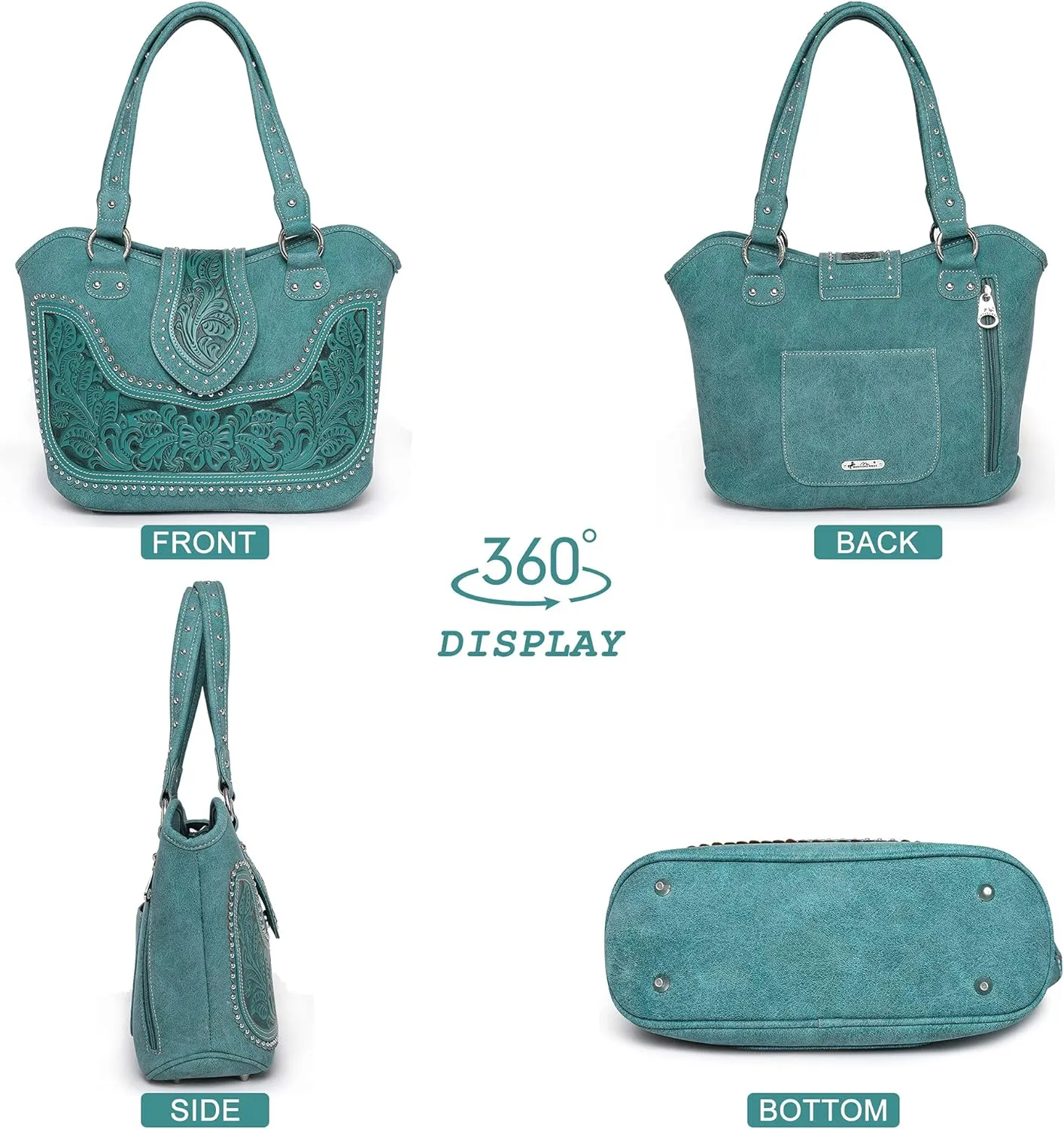 Montana West Western Tote Bags for Women Tooled Shoulder Ladies Top Handle Handbag