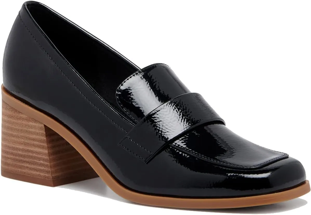 MOOMMO Women Classic Chunky Block High Heel Loafers Pumps Round Closed Toe Slip On Oxford Shoes Suede Square Toe Penny Loafer 2" Stacked Heels Dress Loafers Office Ladies Business Elegant 4-11 M US