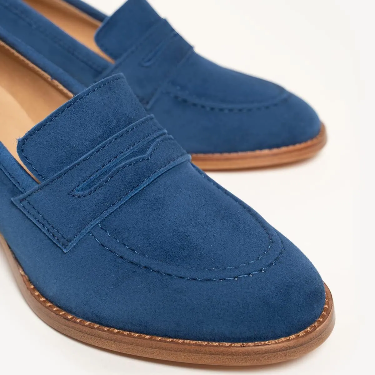MOOMMO Women Classic Chunky Block High Heel Loafers Pumps Round Closed Toe Slip On Oxford Shoes Suede Square Toe Penny Loafer 2" Stacked Heels Dress Loafers Office Ladies Business Elegant 4-11 M US