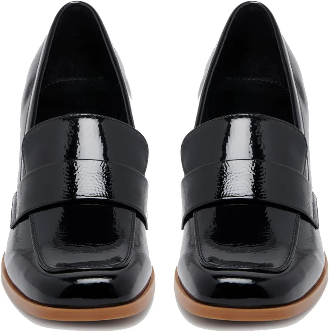 MOOMMO Women Classic Chunky Block High Heel Loafers Pumps Round Closed Toe Slip On Oxford Shoes Suede Square Toe Penny Loafer 2" Stacked Heels Dress Loafers Office Ladies Business Elegant 4-11 M US