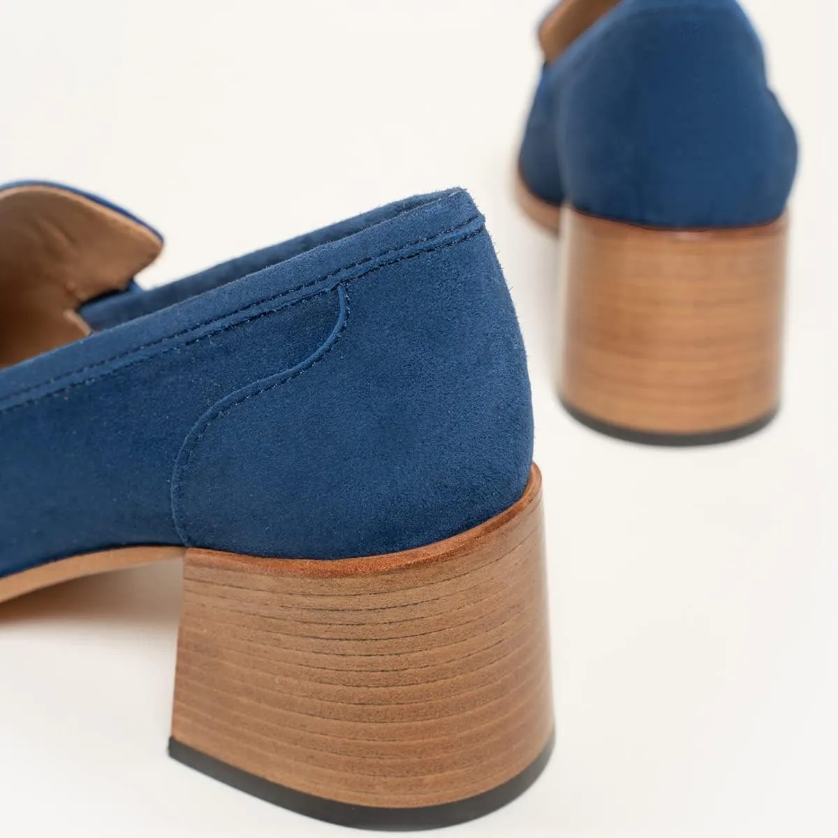 MOOMMO Women Classic Chunky Block High Heel Loafers Pumps Round Closed Toe Slip On Oxford Shoes Suede Square Toe Penny Loafer 2" Stacked Heels Dress Loafers Office Ladies Business Elegant 4-11 M US